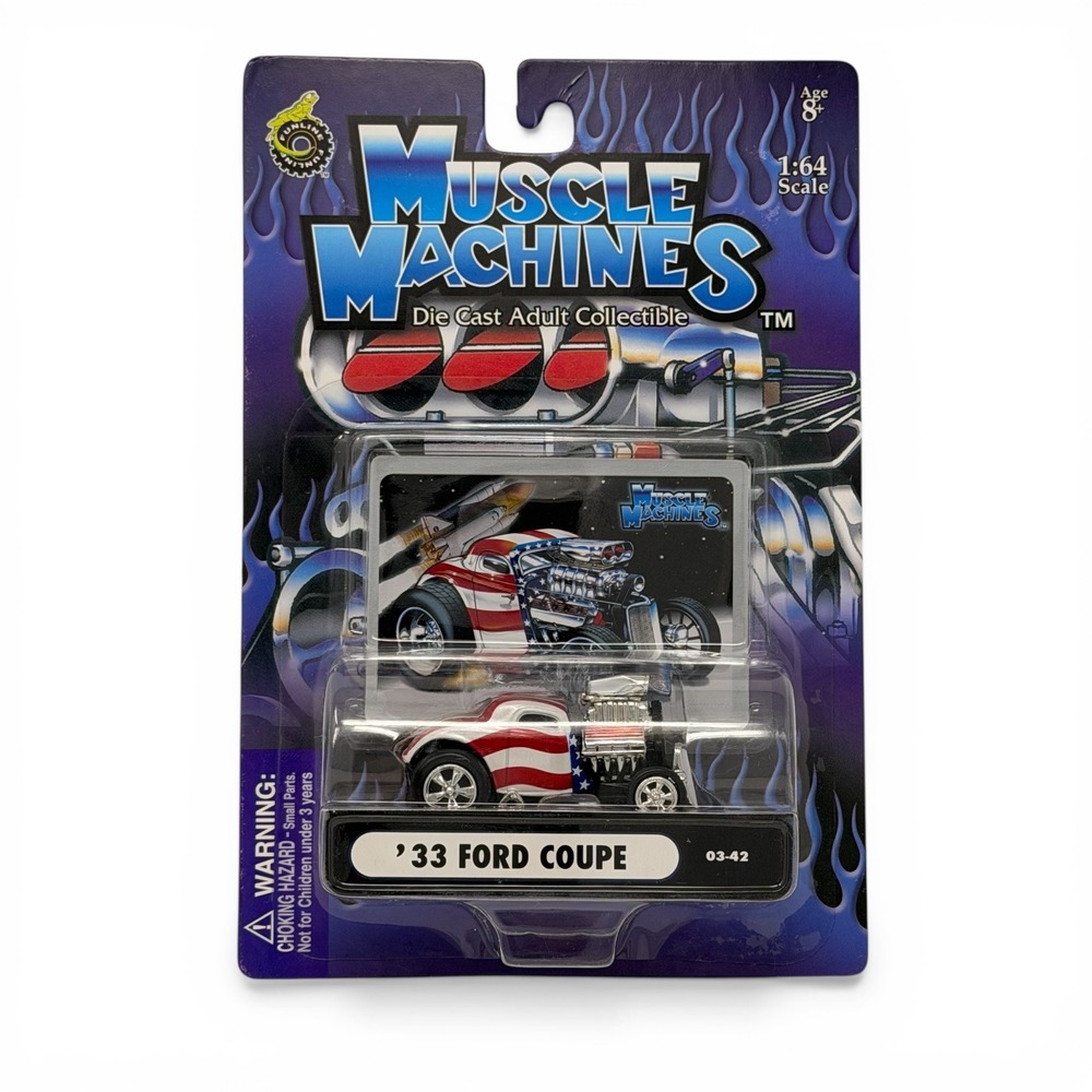 Muscle Machines '33 Ford Coupe 1:64 Die Cast Patriotic Stars & Stripes 03-42